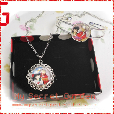 Inuyasha 犬夜叉 anime Cabochon Necklace and Bracelet Set